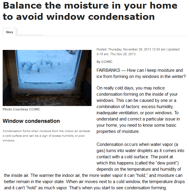 balance the moisture in your home to avoid window condensation