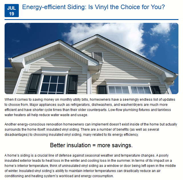 Energy Efficient Siding